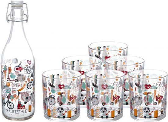 Picture of Borgonovo Juice Set 7 Pieces With1 Water Bottle With 6 Cups With