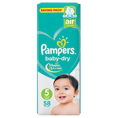 Picture of Pampers Diapers, Size 5, Junior, 11-25 Kg, 58 Count