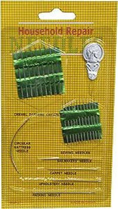 Picture of A set of 26 manual sewing needles of different sizes with a retractor 12- card